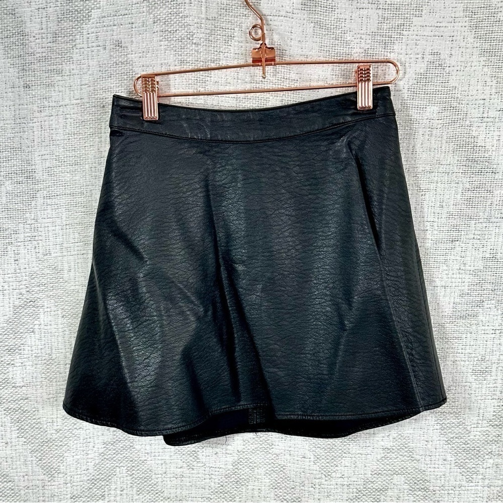 Divided by H&m black faux leather circle skirt size 4